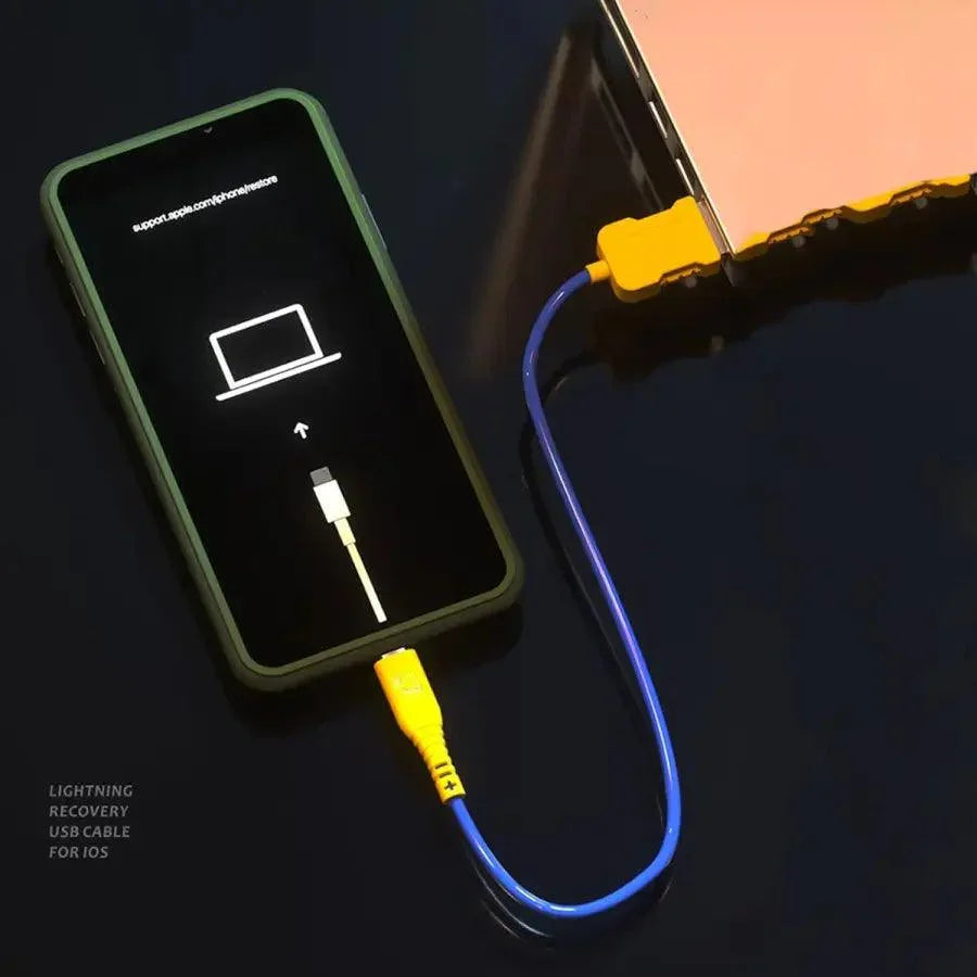 PHONEFIX Mechanic iData Lightning Recovery USB Cable for iOS restore, durable power cable for iPhone data transfer and charging.