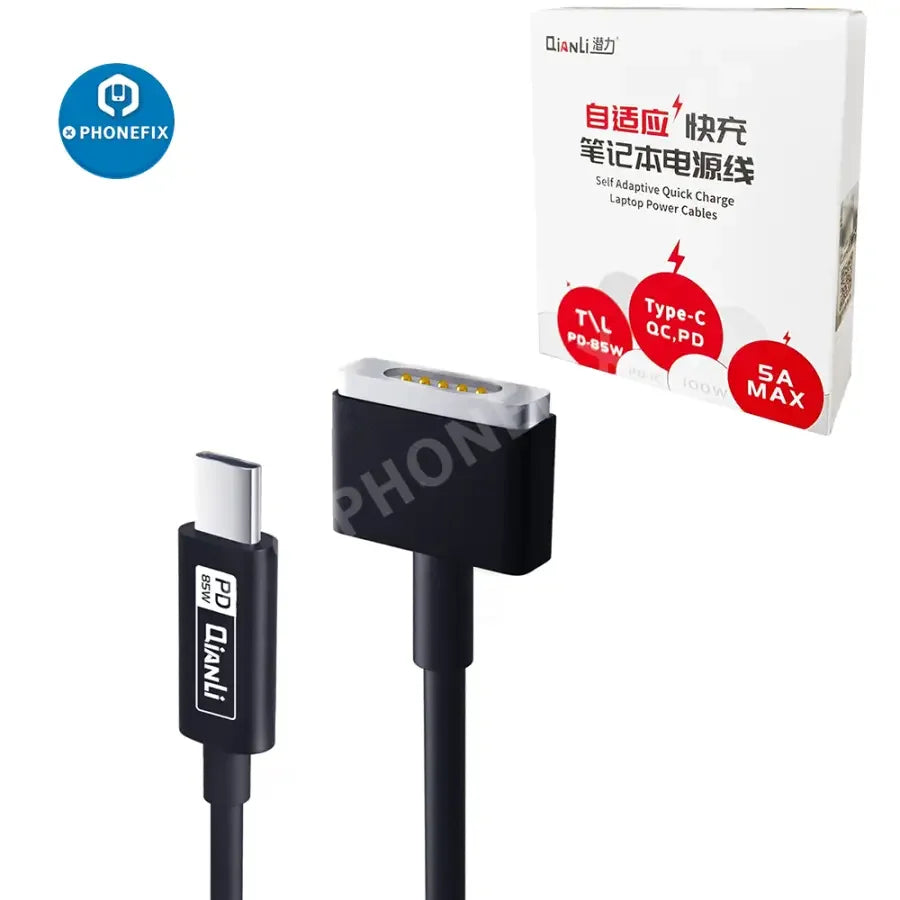 Qianli 1M adaptive fast charging USB-C cable with T-shape connector, designed for quick power transfer and durable connection.