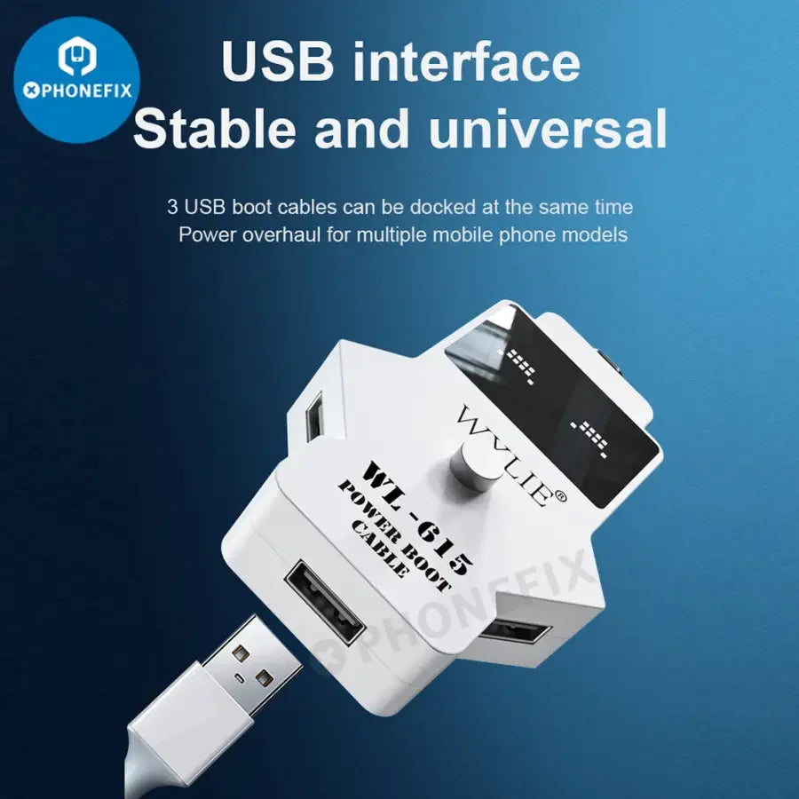 Câble d'alimentation WYLIE WL-615 pour iPhone 6 à 13 Pro Max, marque PHONEFIX, câble de charge avec conception et connecteur durables.
