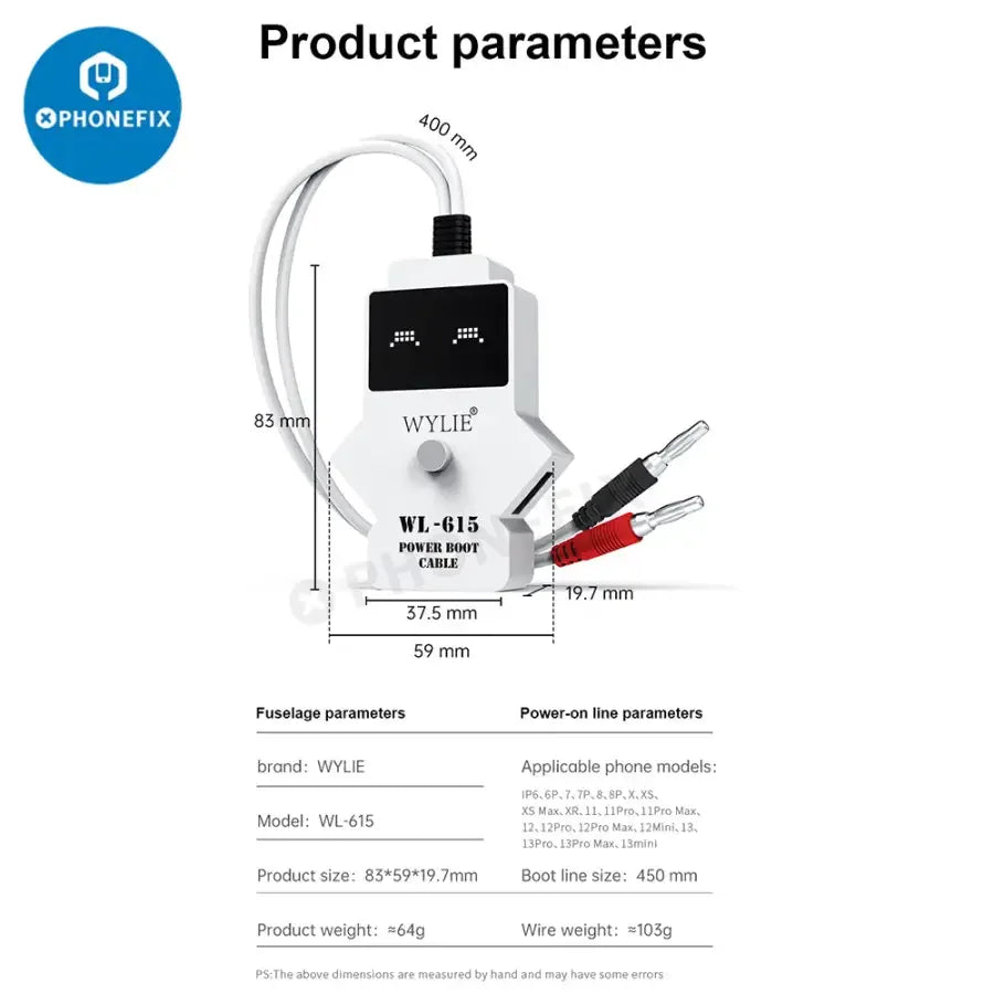 Câble d'alimentation WYLIE WL-615 pour iPhone 6 à iPhone 13 Pro Max, câble de chargement USB de PHONEFIX pour une charge rapide de l'appareil.