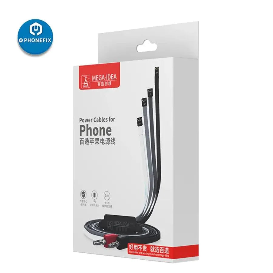 Câble d'alimentation CC Qianli Mega-idea pour la réparation de téléphones Android, marque PHONEFIX, compatible avec les tâches de réparation et de charge.