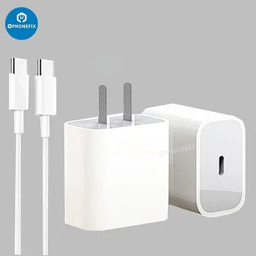PhoneFix Type-C to Type-C charger cable for fast data transfer and high-speed charging, shown with cable and connectors.