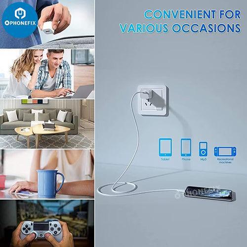 PhoneFix USB Lightning fast charging cable for iPhone 6 to iPhone 14 Pro Max and iPad, durable power cable for Apple devices.