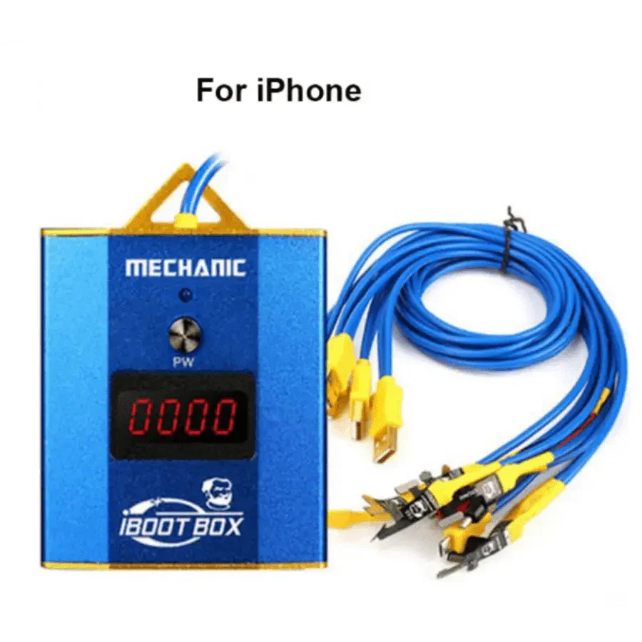 PHONEFIX Mechanic iBoot Box DC power supply cable for iPhone and Android phones, charging and data transfer cable.