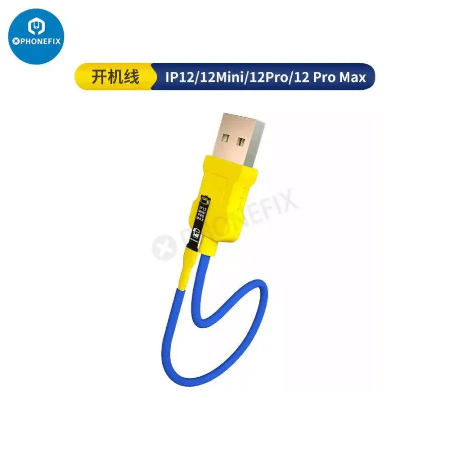 PHONEFIX Mechanic iBoot Box DC power supply cable for iPhone and Android phones, used for charging and data transfer.