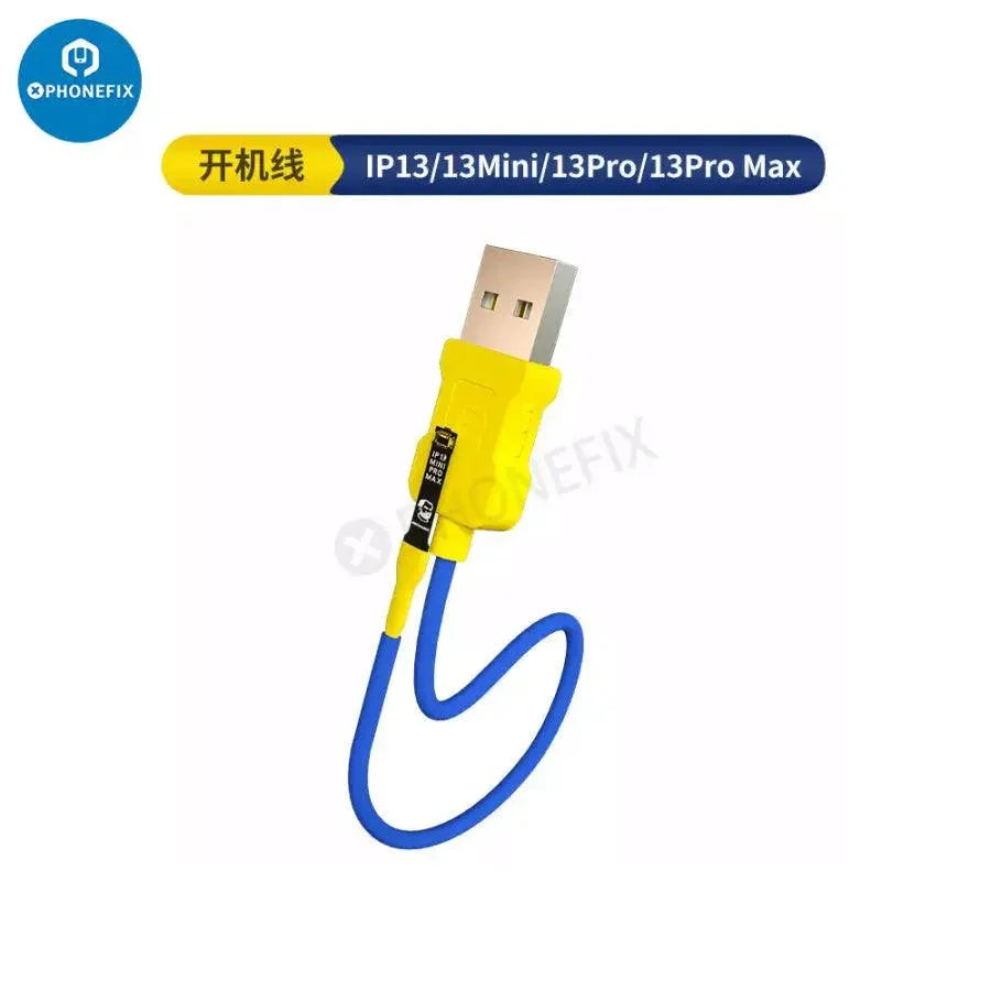 PHONEFIX mechanic iBoot Box DC power supply cable for iPhone and Android phones, used for charging and data transfer.
