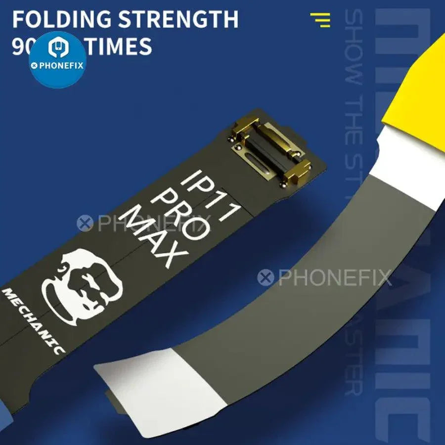 PHONEFIX iBoot FPC Box DC power line cable for iOS and Android devices, shown connected to a mobile device.