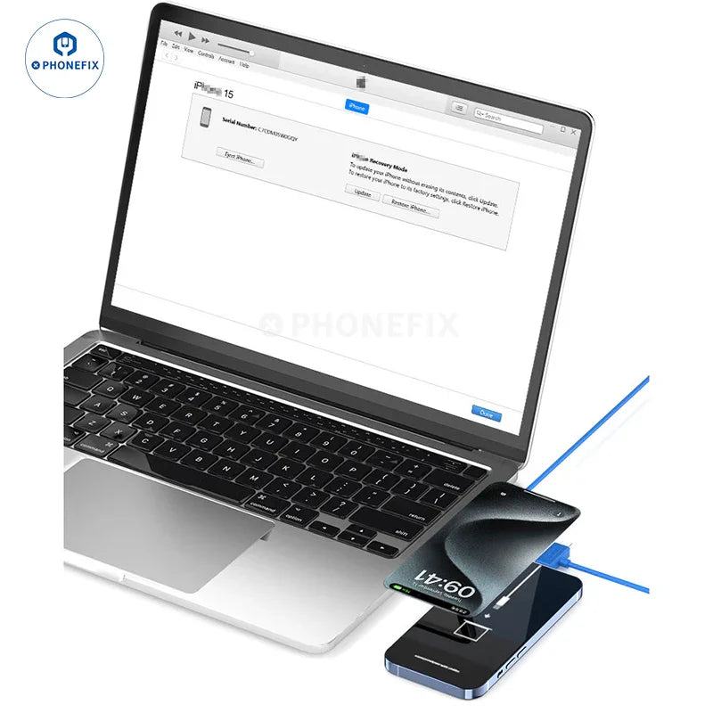 ISOFT IS-006 Lightning USB-C dual head data cable for iPhone and iPad, showing the cable's USB-C and Lightning connectors.