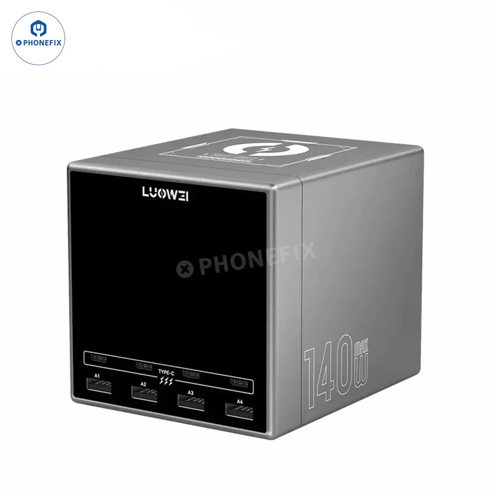 LUOWEI U1 MINI 140W Raptor fast charging station with power cables and multiple charging ports on a desktop charger by PHONEFIX