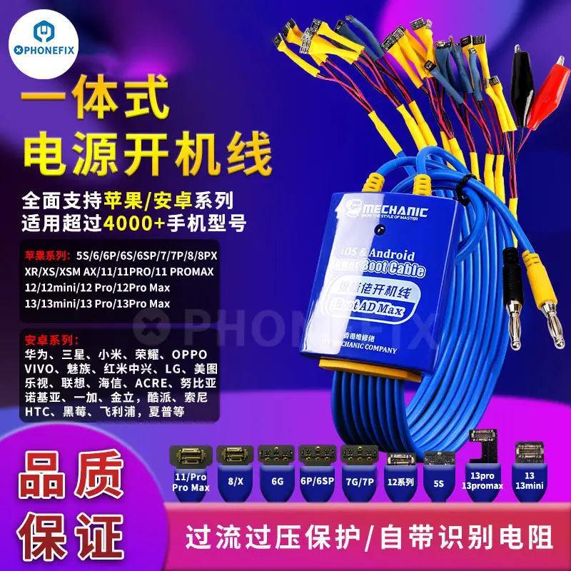 Phonefix MECHANIC iBoot power cable for iPhone and Android, used for boot burning repair and device troubleshooting.
