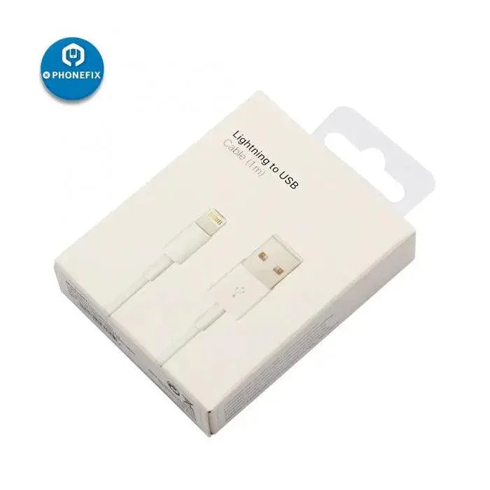 PHONEFIX certified Lightning to USB cable for Apple iPhone 6, 7, 8, X, XS, and iPad charging and data transfer.