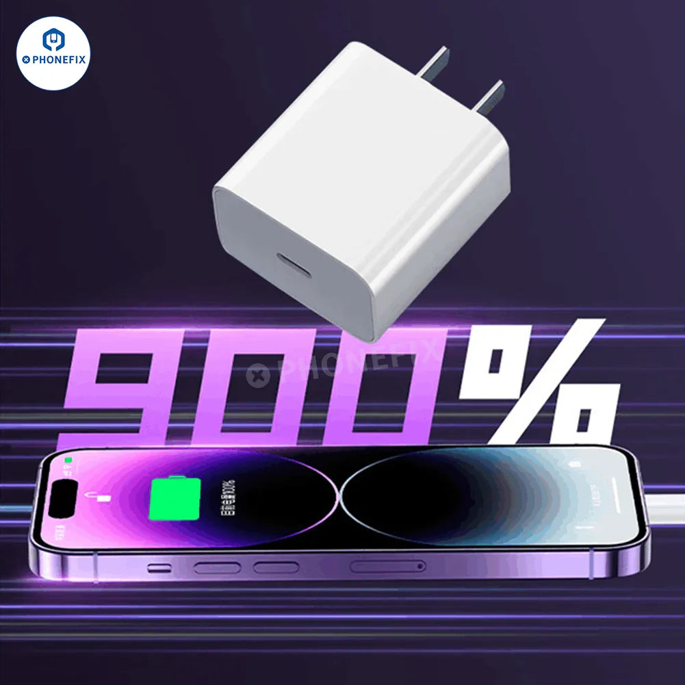 PhoneFix fast wireless charger and MagSafe case kit for iPhone 12-16 Pro Max with power cables and headphones.