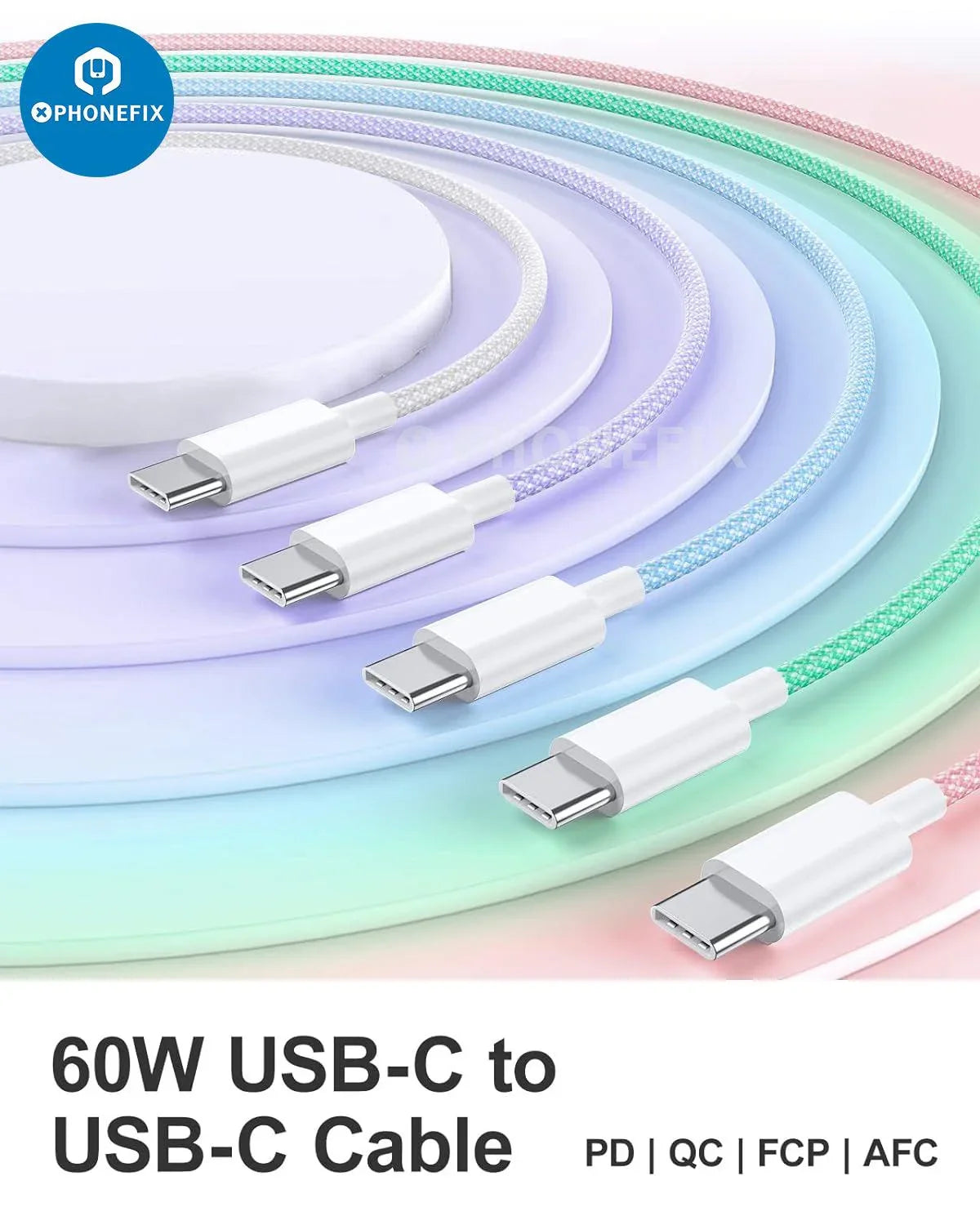 PHONEFIX 35W USB-C power cable and data transfer line for iPhone 15 series, compatible with fast charging and data syncing.