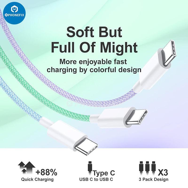 PHONEFIX 35W USB-C charge and data transfer cable for iPhone 15 series, durable power cable for fast charging and syncing.