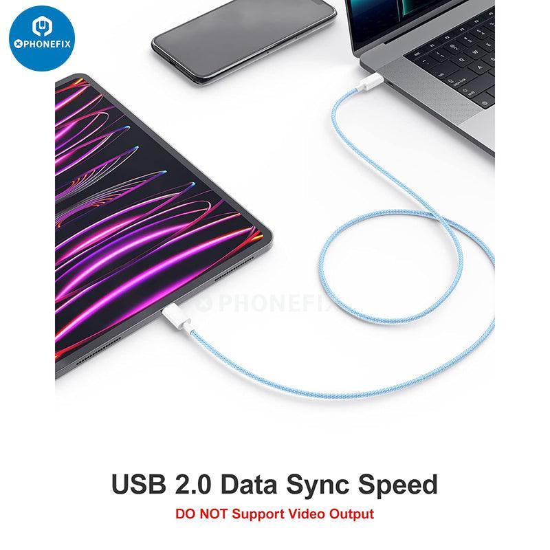 PhoneFix 35W USB-C charge and data transfer cable for iPhone 15 series, durable power cable for fast charging and syncing.