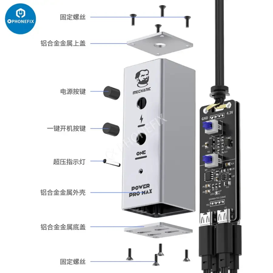 Câble de démarrage PhoneFix Mechanic Power Pro Max pour iPhone X-16 Pro Max, câble de charge et de transfert de données durable pour iPhones.