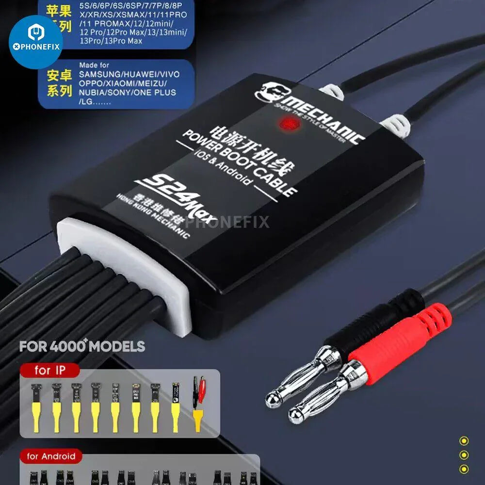 PHONEFIX Mechanic S24 Max Power Boot Cable for iPhone and Android devices, durable charging and data transfer cable.