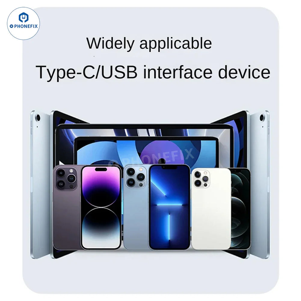 PHONEFIX digital display Type-C USB 3.2 mobile phone and laptop adapter with power cable for fast charging and data transfer.
