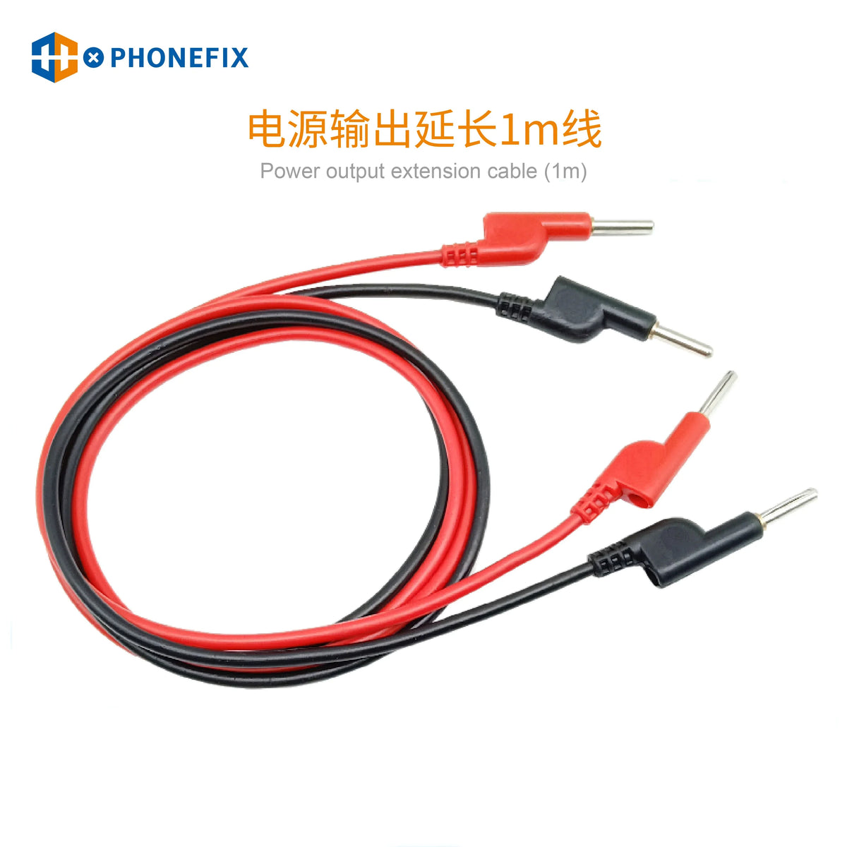 Cable de alimentación de CC PHONEFIX WYLIE Boot Line para iPhone 6 a 15 Pro Max, que muestra el cable de carga y el conector negros.