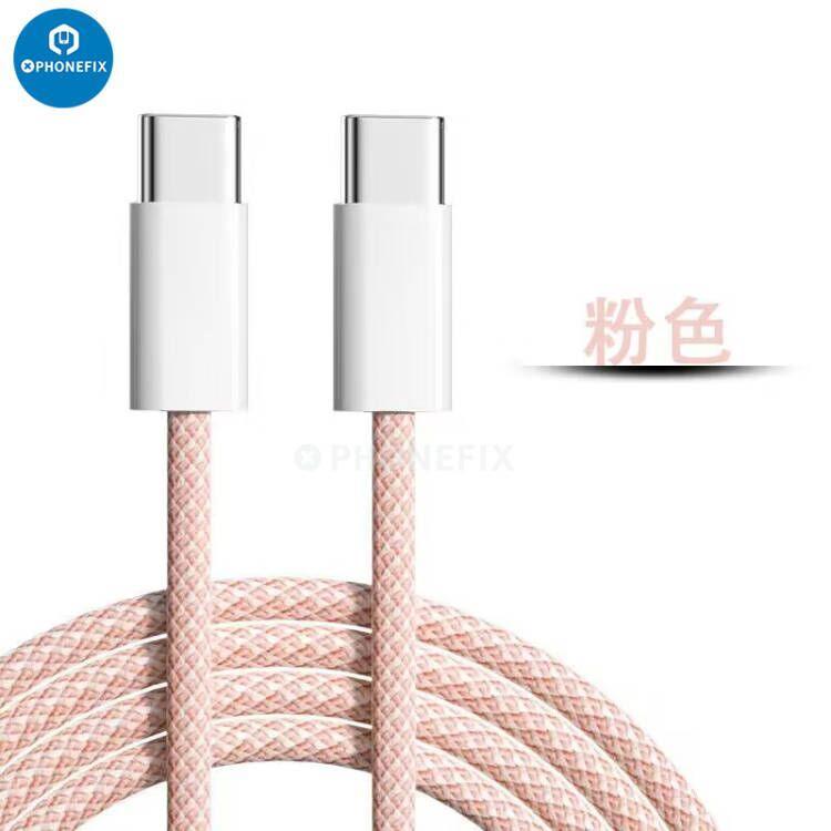 USB-C to iPhone PD fast charger cable by PHONEFIX, showing a black power cable with USB-C and Lightning connectors.