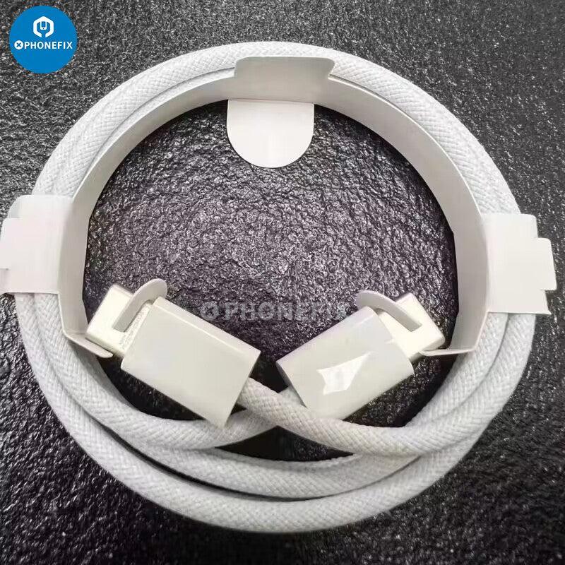 USB-C to iPhone PD fast charging cable from PHONEFIX, showing a black power cable with USB-C and Lightning connectors.