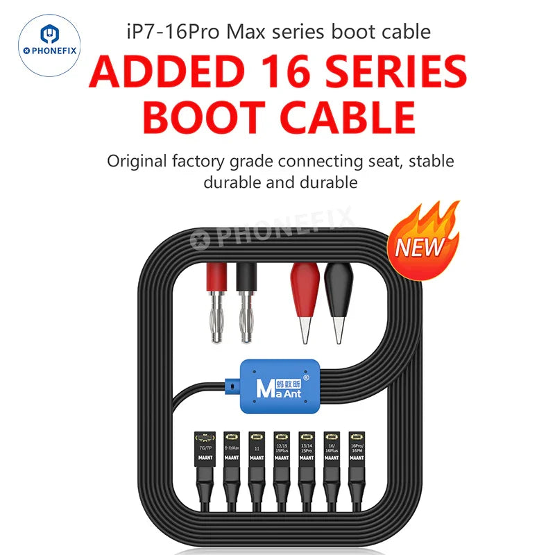 PHONEFIX MaAnt M064 8-in-1 Power Boot Cable for iPhone 7-16 Pro Max, multi-functional power supply cable with multiple connectors.