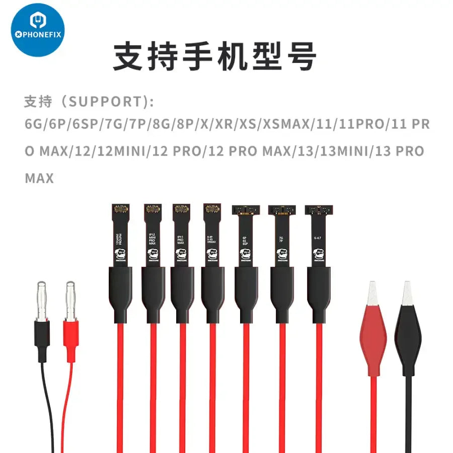 PhoneFix mechanic magnetic power boot cable for iPhone 6 to 15 Pro Max, used for charging and data transfer.