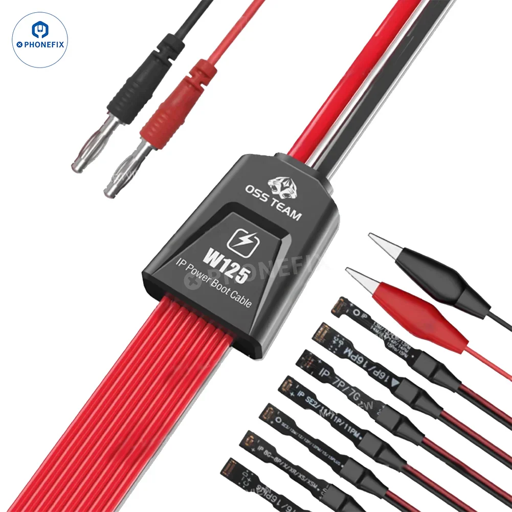 PhoneFix OSS W125 8-in-1 Power Boot Soft FPC Cable for iPhone 7-16 Pro Max, showing the flexible cable with multiple connectors.