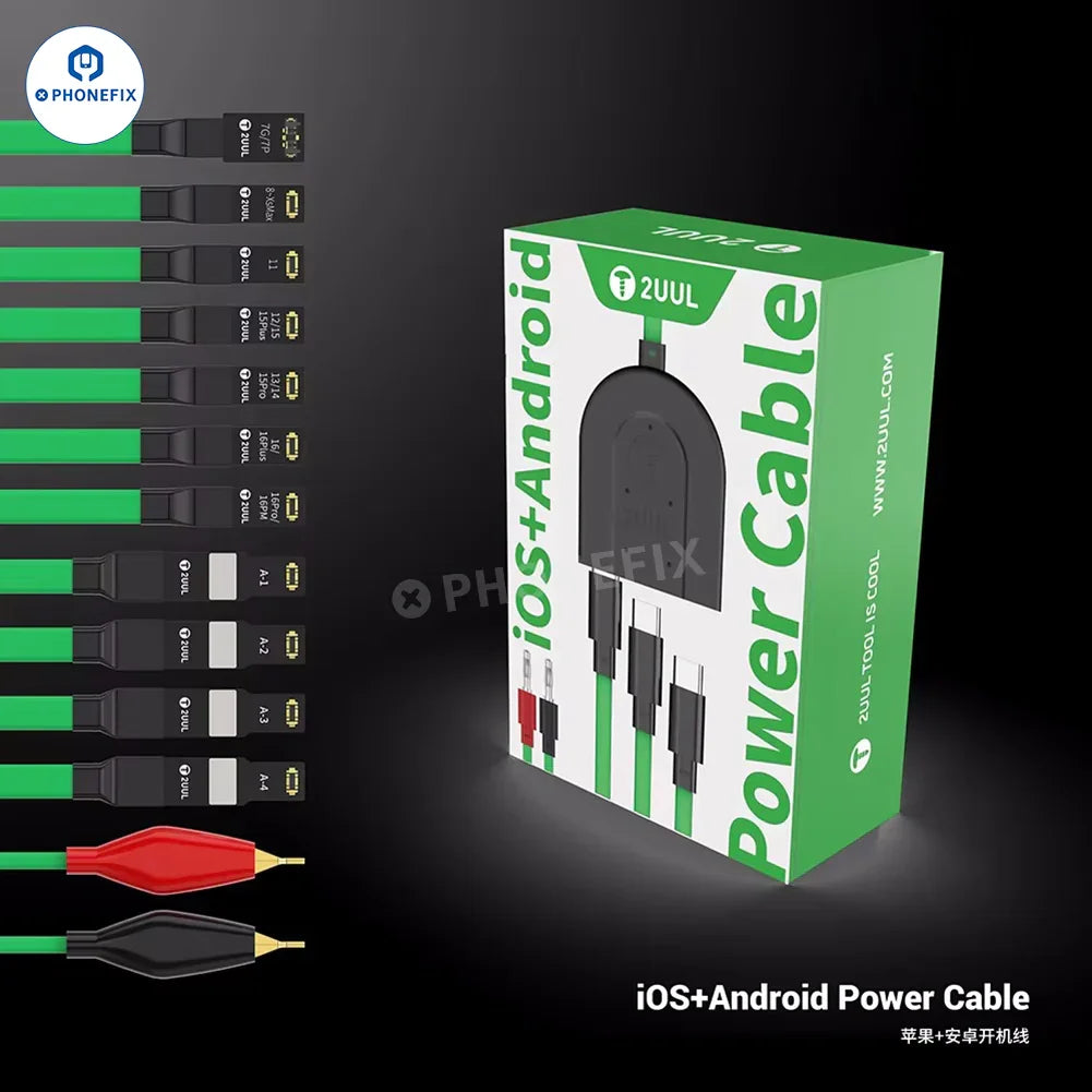 Cable de alimentación PHONEFIX 2UUL PW02 para smartphones iPhone 7-16, Huawei, VIVO y OPPO, que muestra el cable con conector USB.