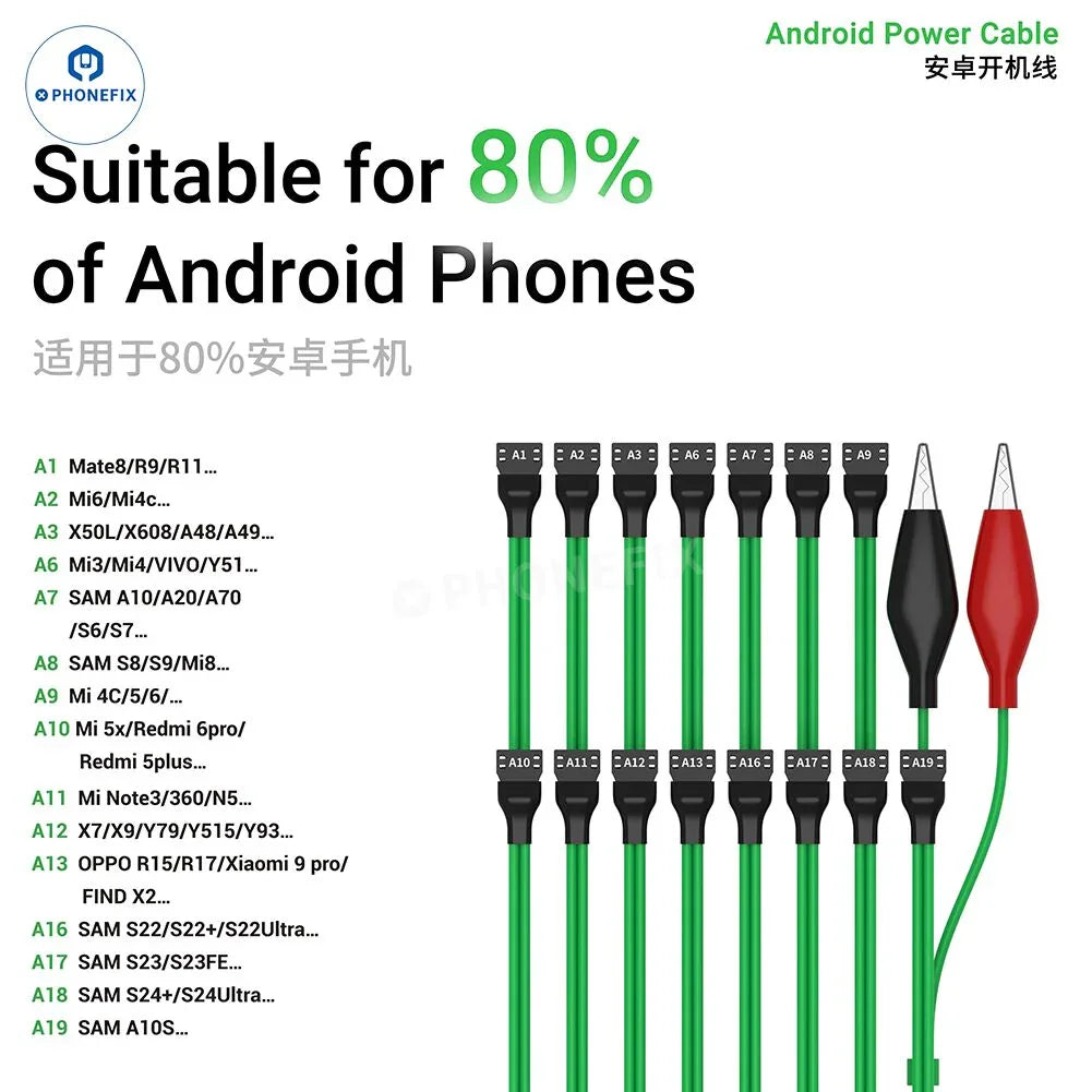 Cable de alimentación para Android e iPhone de PHONEFIX, compatible con dispositivos iPhone 7-16, Huawei, VIVO y OPPO.