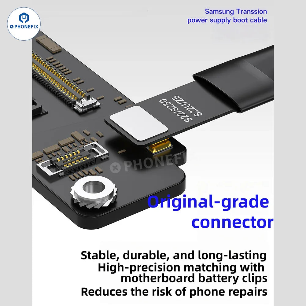 PhoneFix MECHANIC POWER ST7 boot cable for Samsung and Transsion phones, showing a black power supply cable with connectors.