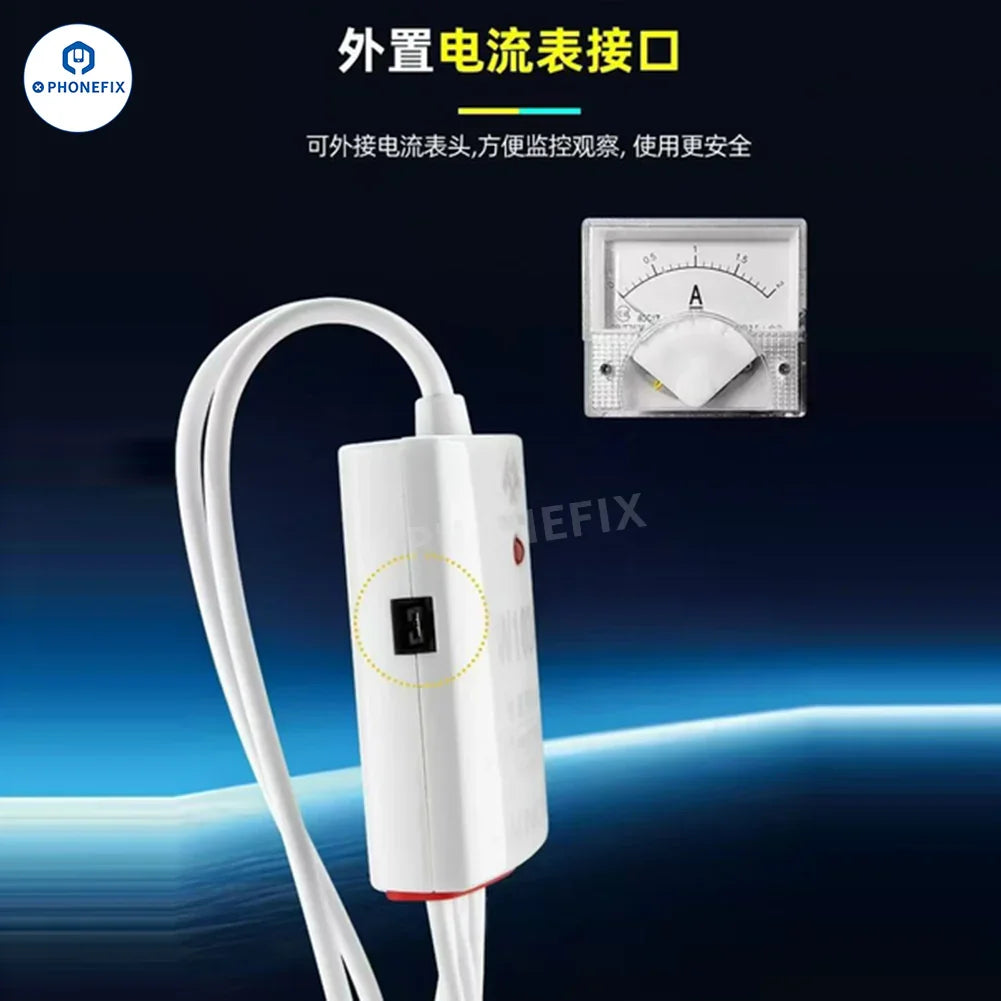 PhoneFix OSS TEAM W103A DC power cable for iPhone 8 to 16 Pro Max, showing the power supply cable with connectors.