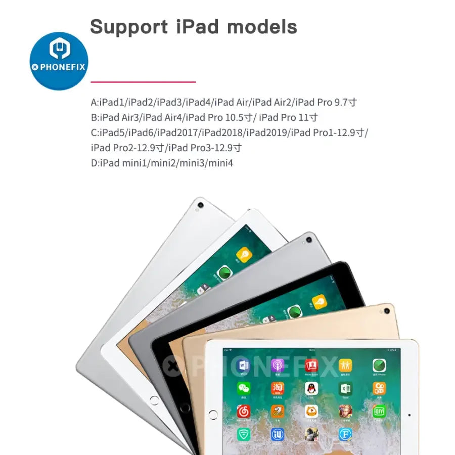 PhoneFix Power Supply Cable for iPad, iPad Mini, and iPad Pro, featuring a mechanic Pad4 Power Boot design.