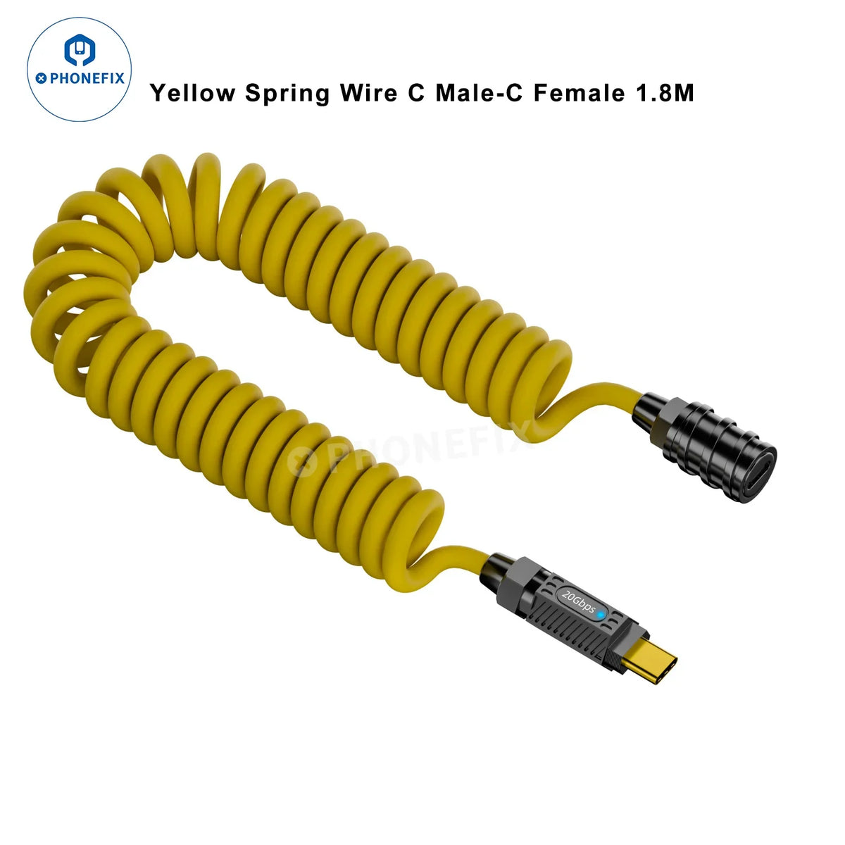 PHONEFIX Type-C to USB spring wire mechanical keyboard data cable, 1.8m power supply cable with durable construction.
