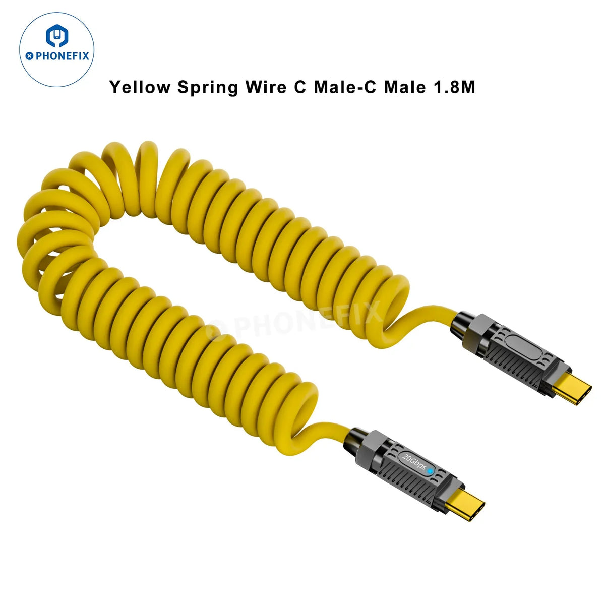 Mechanical keyboard Data Cable Type-C to USB Spring Wire, 1.8m power supply cable with flexible spring design, compatible with PHONEFIX keyboards.