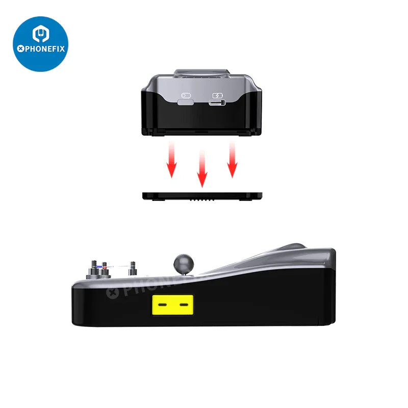 Aixun DT01 digital display temperature detection calibration tool used with power tools, featuring a compact design by PHONEFIX.