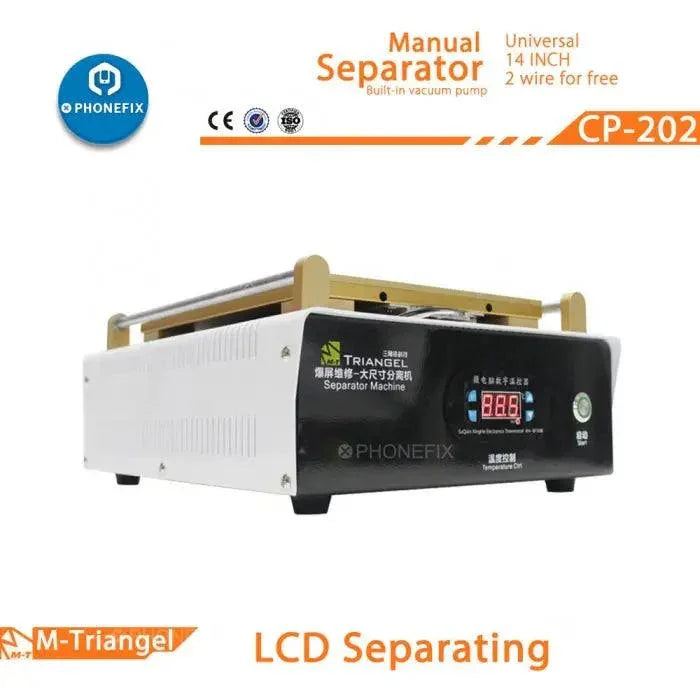 14-inch LCD screen separating machine with vacuum pump for iPad and tablets, used as a pre-heating station by PHONEFIX.