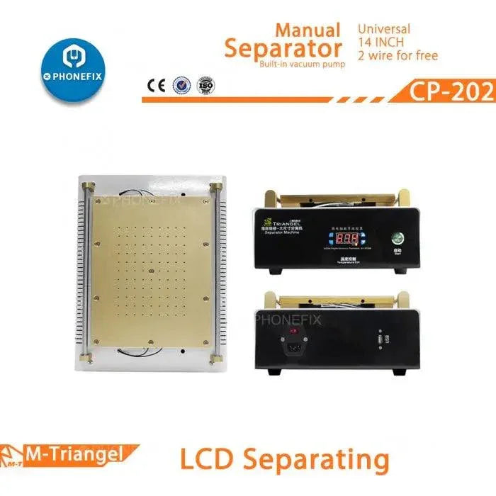 PhoneFix 14-inch vacuum pump LCD screen separating machine for iPad tablets, pre-heating station for screen repair.