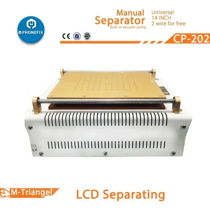 PhoneFix 14-inch vacuum pump LCD screen separating machine for iPad tablets, pre-heating station for screen repair.