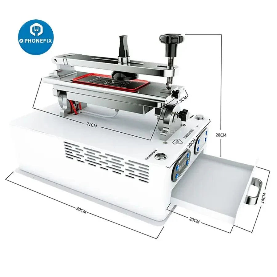 400W UV multi-function LCD screen housing frame separator machine by PHONEFIX, featuring pre-heating station and LCD display.