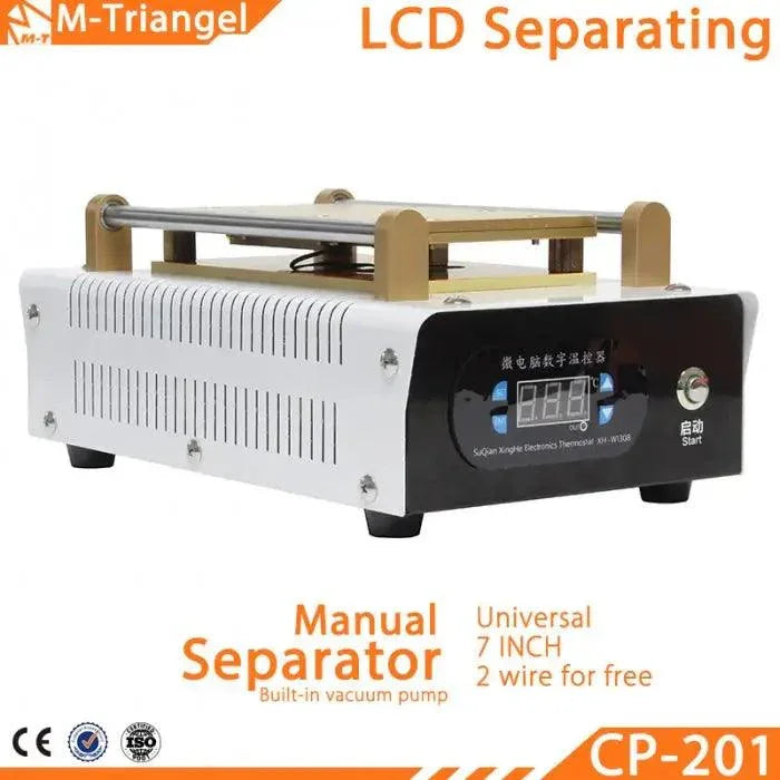 7-inch built-in vacuum pump phone LCD screen separator remover with pre-heating station, designed for efficient phone screen repair.
