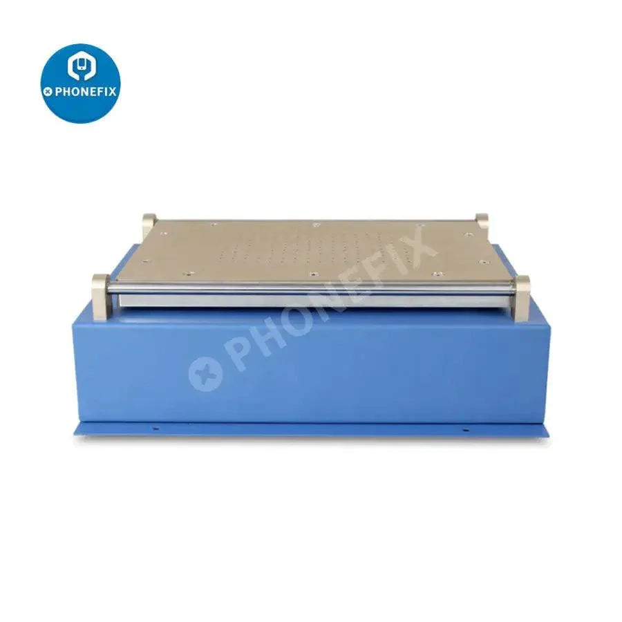 Pre-heating station for TBK-968 14-inch automatic vacuum LCD screen separator machine by PHONEFIX, showing the device's pre-heating area.