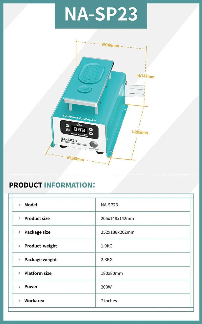 PHONEFIX NASAN NA-SP23 Ultra LCD Screen Separator Pre-heating Station for OCA glue removal, 110V, precise screen repair tool