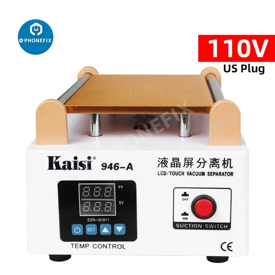 Kaisi 946A LCD screen separator pre-heating station with built-in pump vacuum for phone repair, by PHONEFIX.