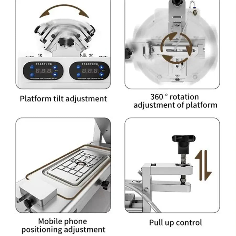 Machine de séparation d'écran PhoneFix TBK-258S avec boîte à lumière de polymérisation UV, station de préchauffage pour la réparation d'écrans de téléphone.