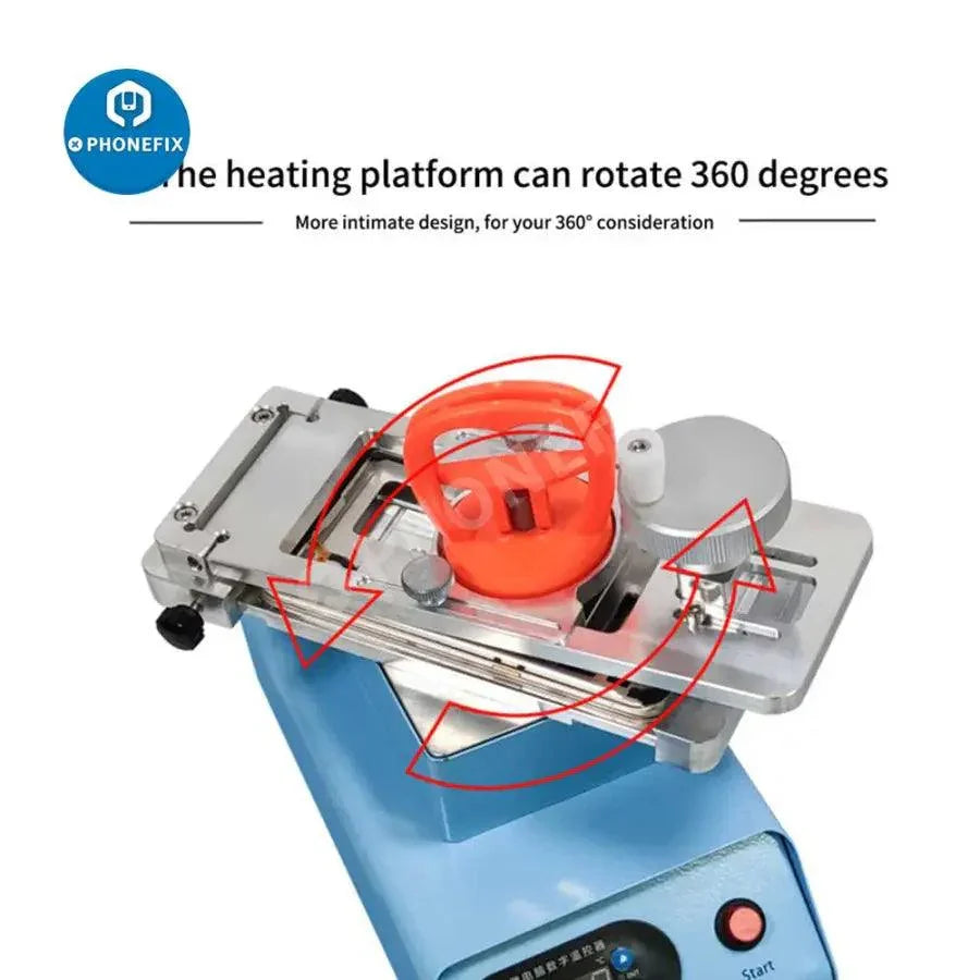 PHONEFIX TBK-988C rotary LCD screen separator pre-heating station with OCA glue frame remover for phone screens.