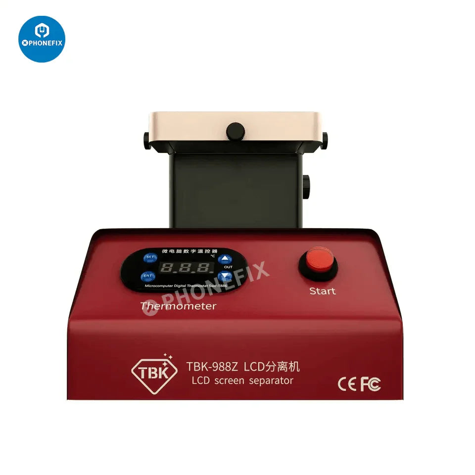 PhoneFix TBK-988N vacuum pump pre-heating station for iPhone screen separation in repair processes.