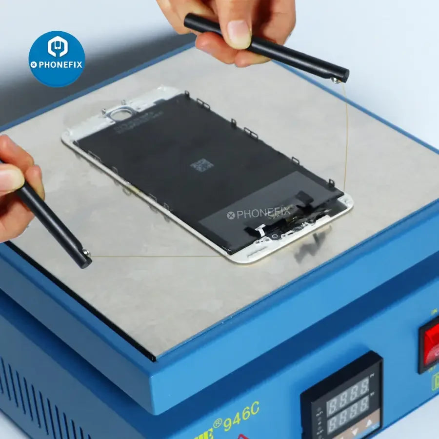 PHONEFIX constant temperature PCB hot plate preheating station for electronic phone screen preheating and preheating tasks.