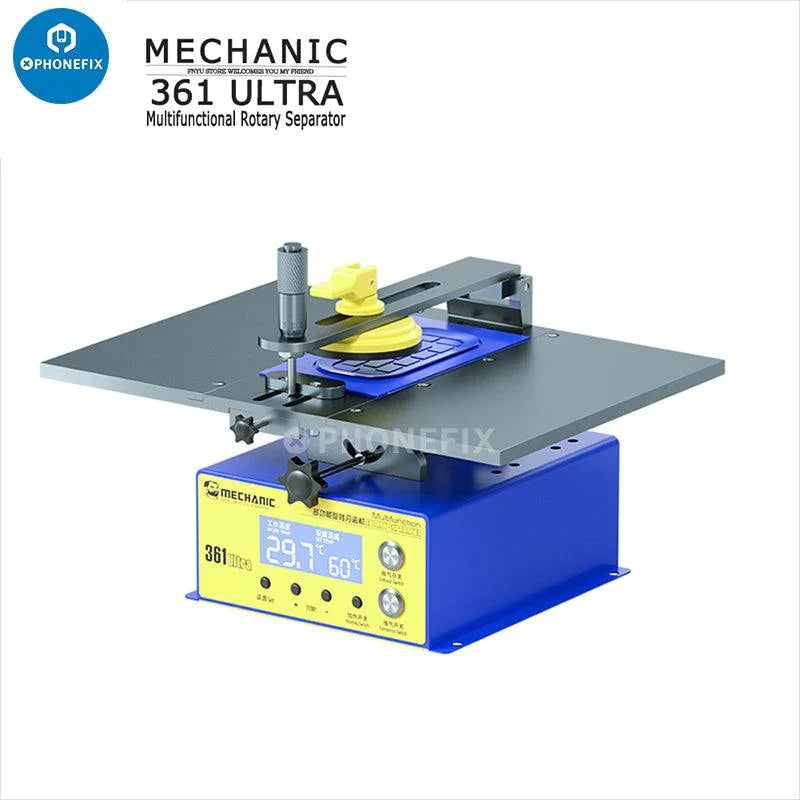 PhoneFix Mechanic 361 Ultra 14-inch Screen Rotary Separator Machine pre-heating station for phone screen separation.