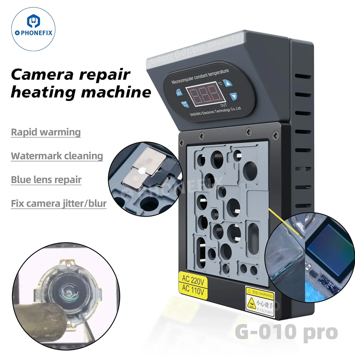 PHONEFIX Gtoolspro Heating Platform for iPhone rear camera disassembly and repair, pre-heating station for phone repair technicians